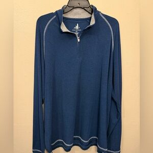 Johnnie O Sweatshirt Mens Natural Performance Blue 1/4 Zip Long Sleeve Pullover